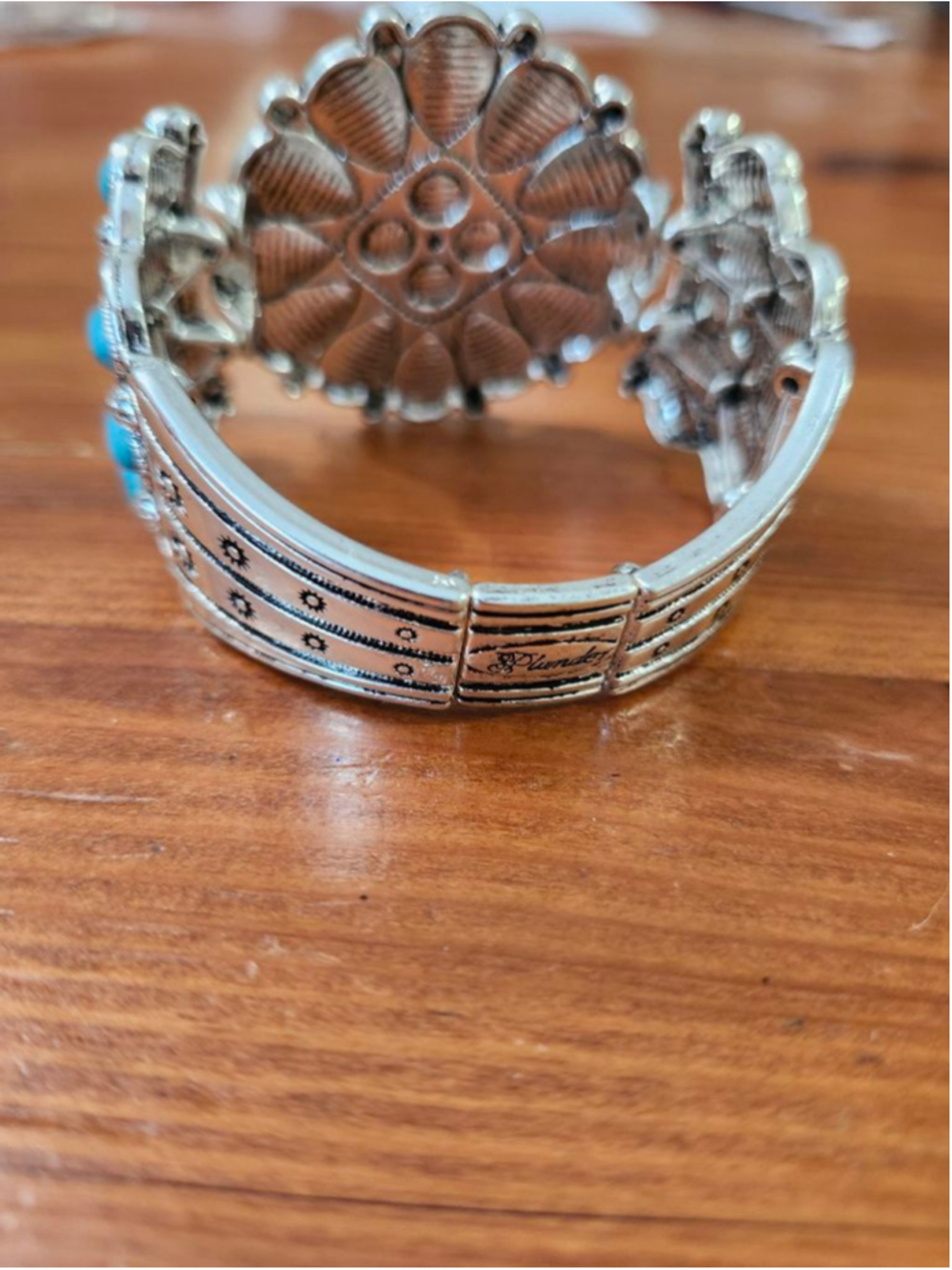 Turquoise Silver Tone Stretch Bracelet - Picture 4 of 5